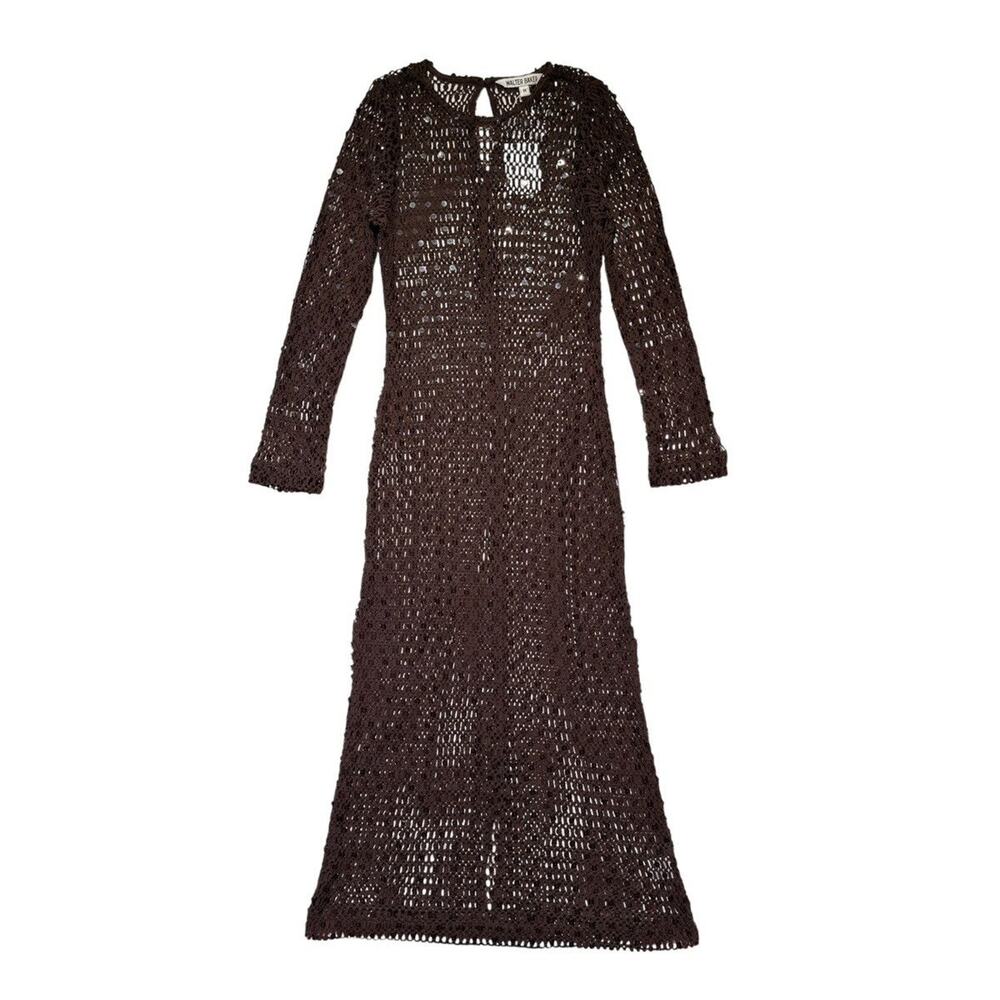 Walter baker Crochet knit sequin maxi dress